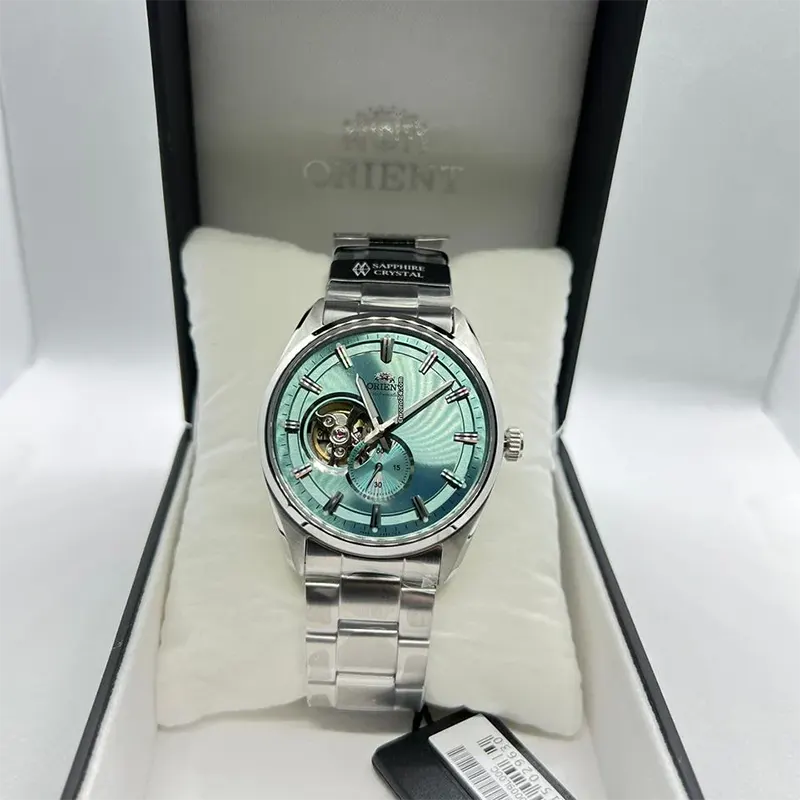 Orient Semi-skeleton Open Heart Ice Blue Men's Watch- RA-AR0009L